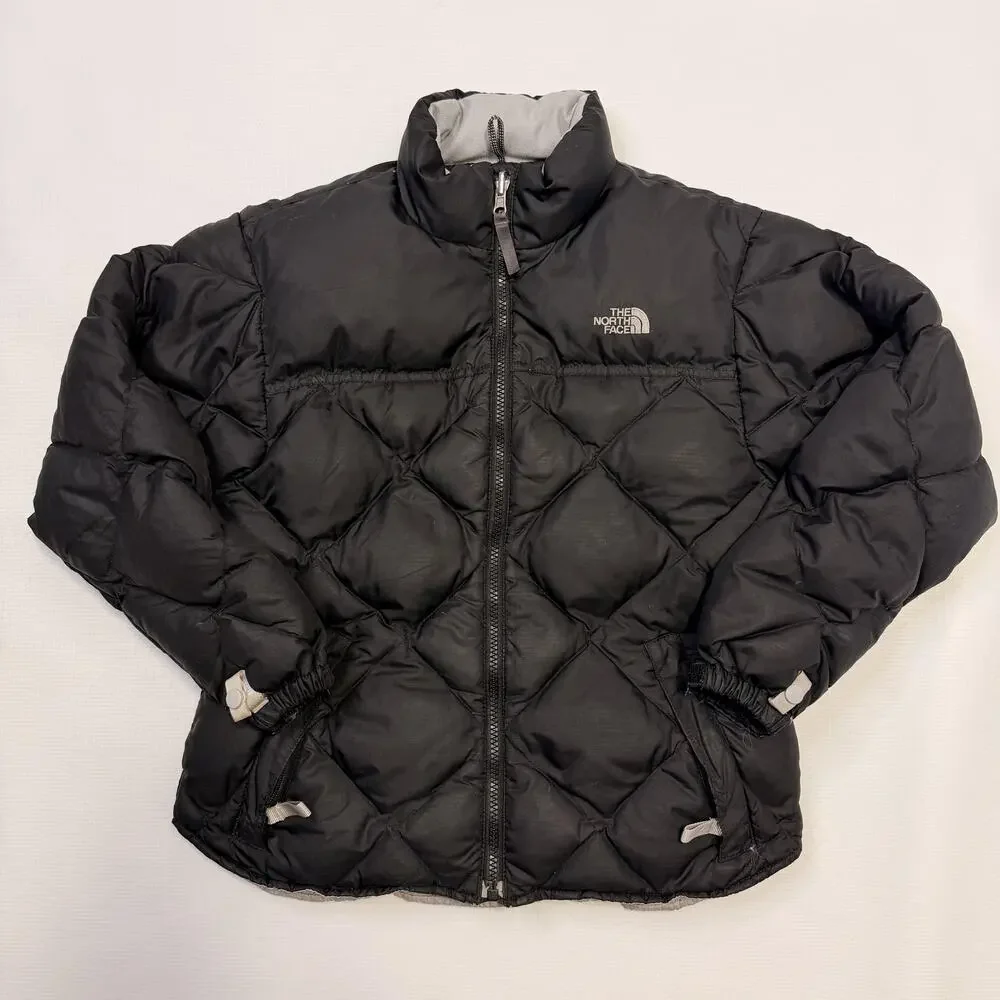 The North Face Jacket Girls Medium Black Down Puffer Quilted Full Zip Winter